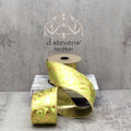 2.5" x 10yds taffeta gold foil acanthus leaf scroll gold back, apple green-0