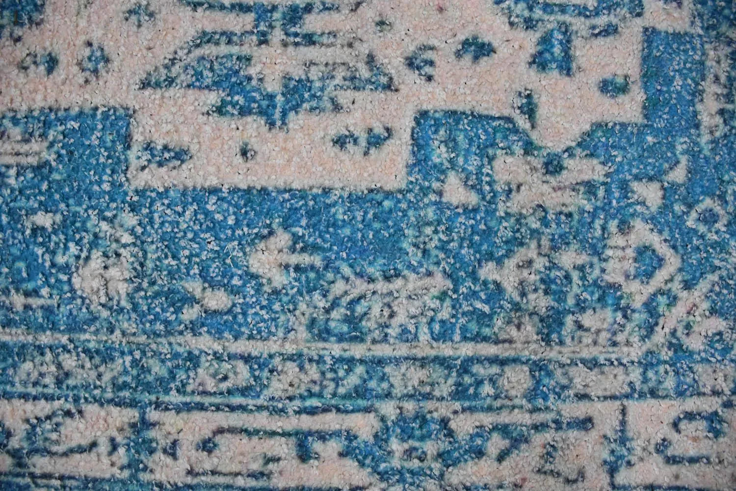 Multi Sizes Handmade Micro Printed Polyester Traditional Oriental Area Rug Blue, White Color