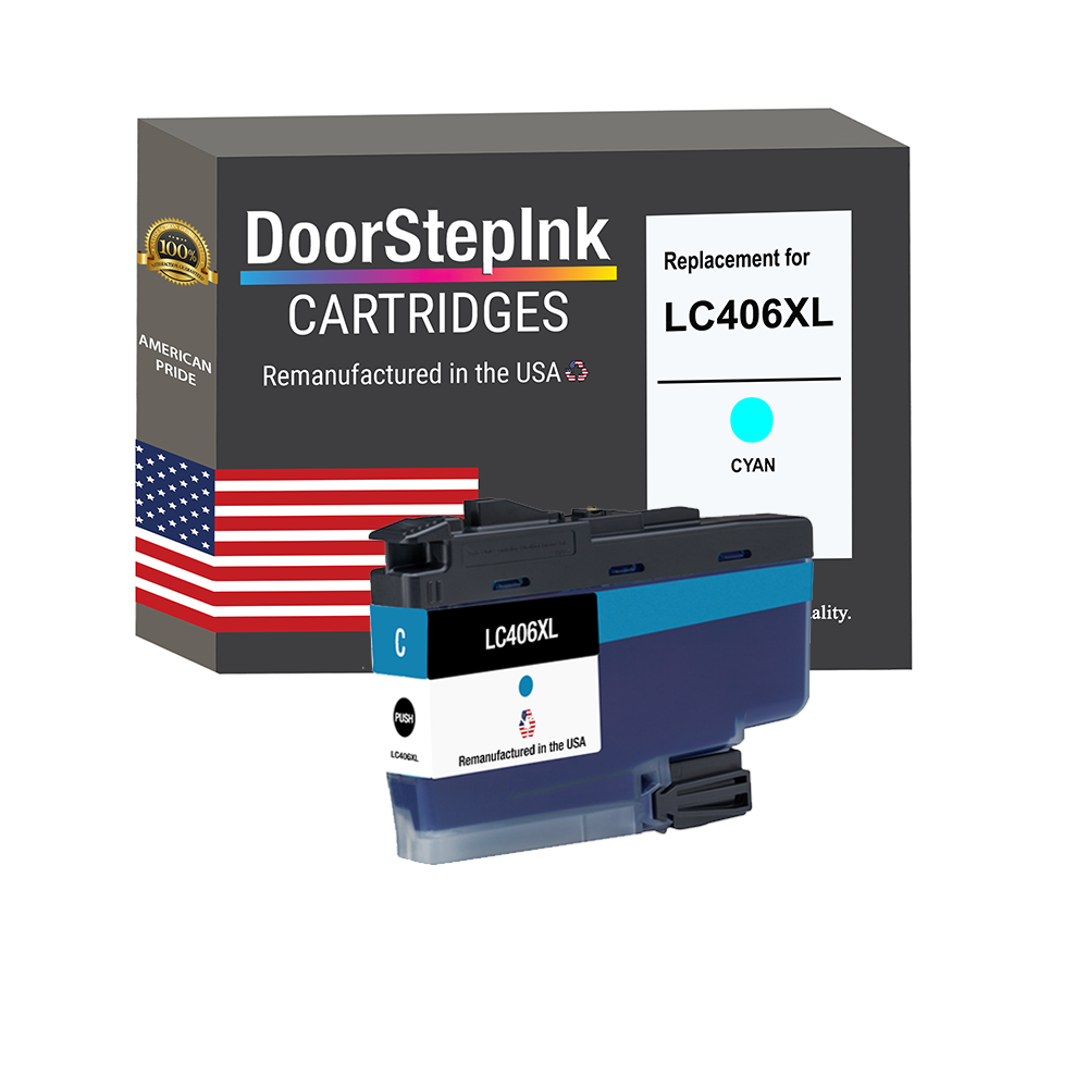 DoorStepInk Brand for Brother LC406XL Cyan High Yield Ink Cartridge Remanufactured in USA Ink Cartridge, LC406XLC