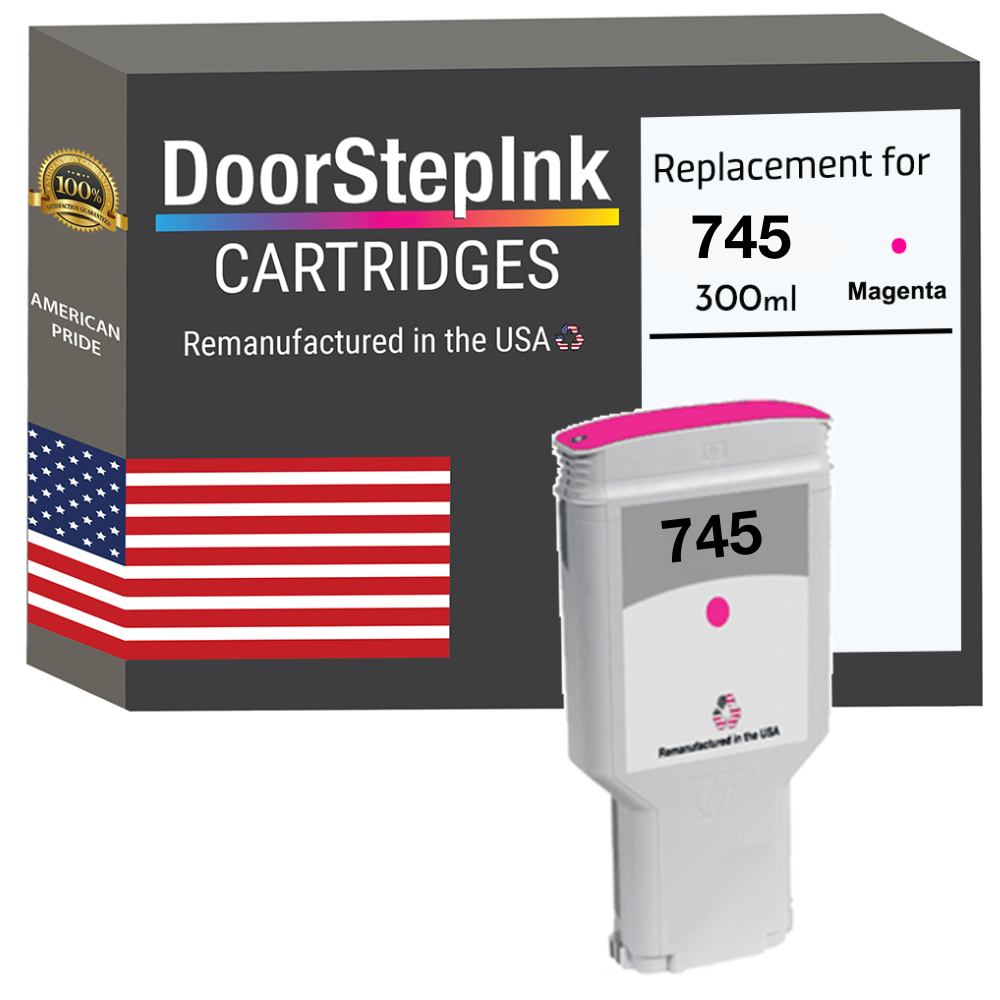 DoorStepInk Brand for HP 745 300mL (F9K01A) Magenta Remanufactured in the USA Ink Cartridge, F9K01A