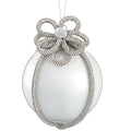 Royal Court Collection - 4.5" Rhinestone Flower Trim Glass Ball Ornament-0