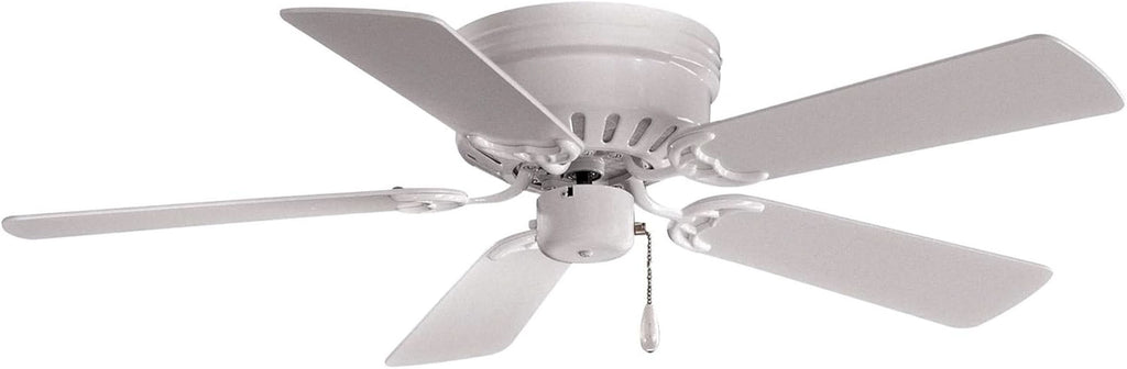 42 Inch White Flush Mount Ceiling Fan With Quiet Motor