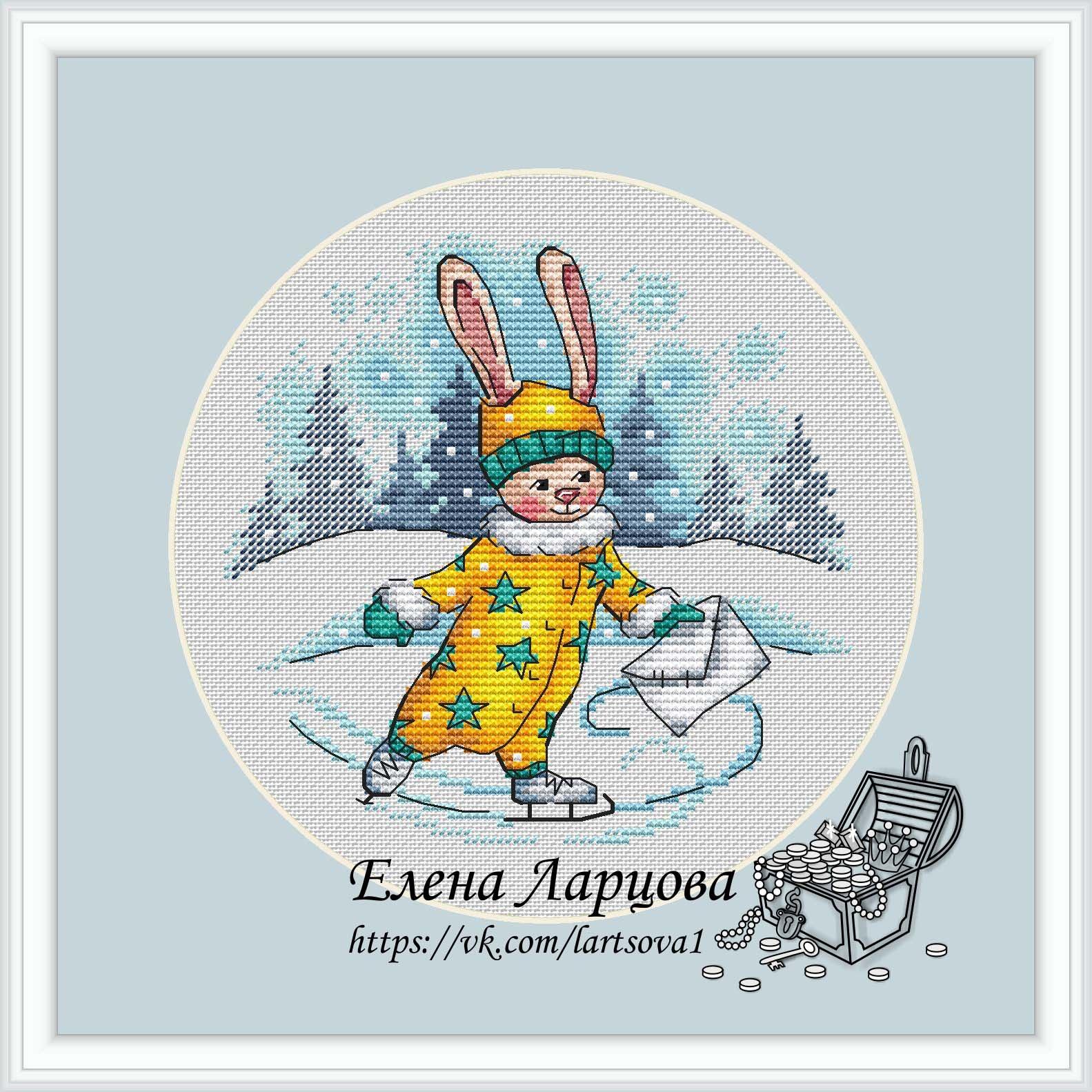 Winter Rabbit on Skates - PDF Cross Stitch Pattern